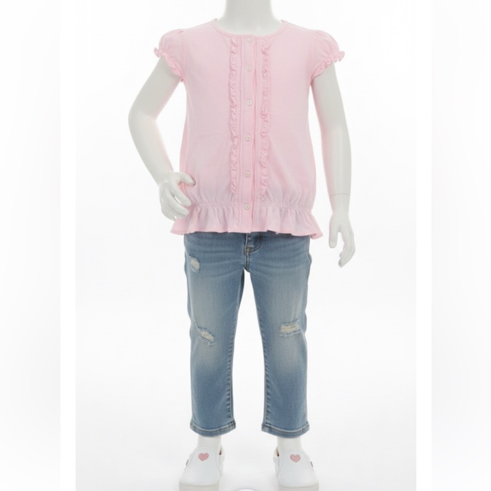 Ralph Lauren Sweet Pink Ruffled Button-Front Top size 6💗💖